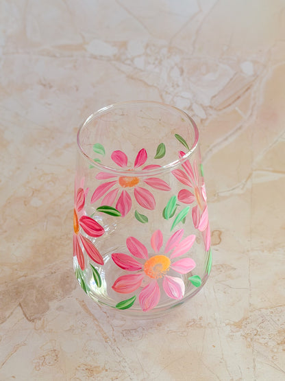 Hand-painted Stemless Wine Glass - Spring Blossom