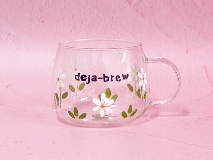 Hand-painted Hug Mug - "Deja-Brew" Daisy
