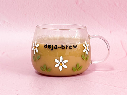Hand-painted Hug Mug - "Deja-Brew" Daisy