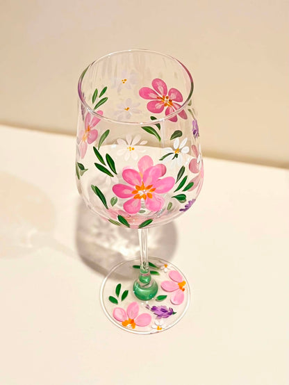 Hand-painted Wine Glass - Rosalie