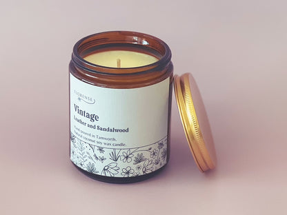 Amber Candle | Vintage (Leather + Sandalwood)