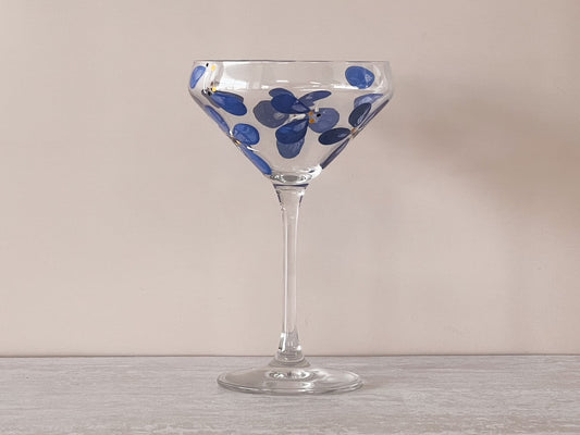 Hand-Painted Cocktail Wine Glass | Forget Me Not