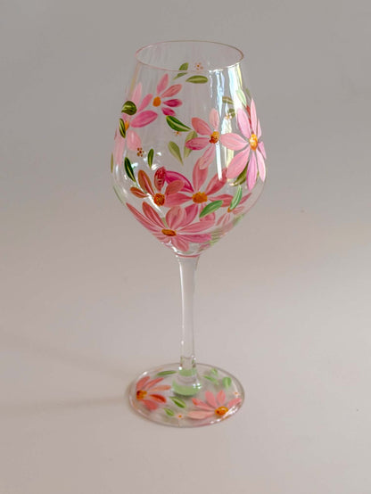 Hand-painted Wine Glass - Spring Blossom