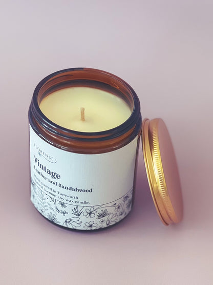 Amber Candle | Vintage (Leather + Sandalwood)