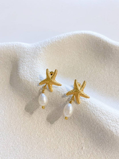 Starfish Pearl 18K Gold Plated Earrings