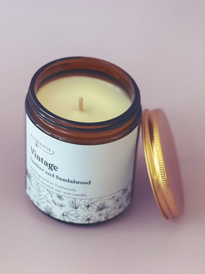 Amber Candle | Vintage (Leather + Sandalwood)