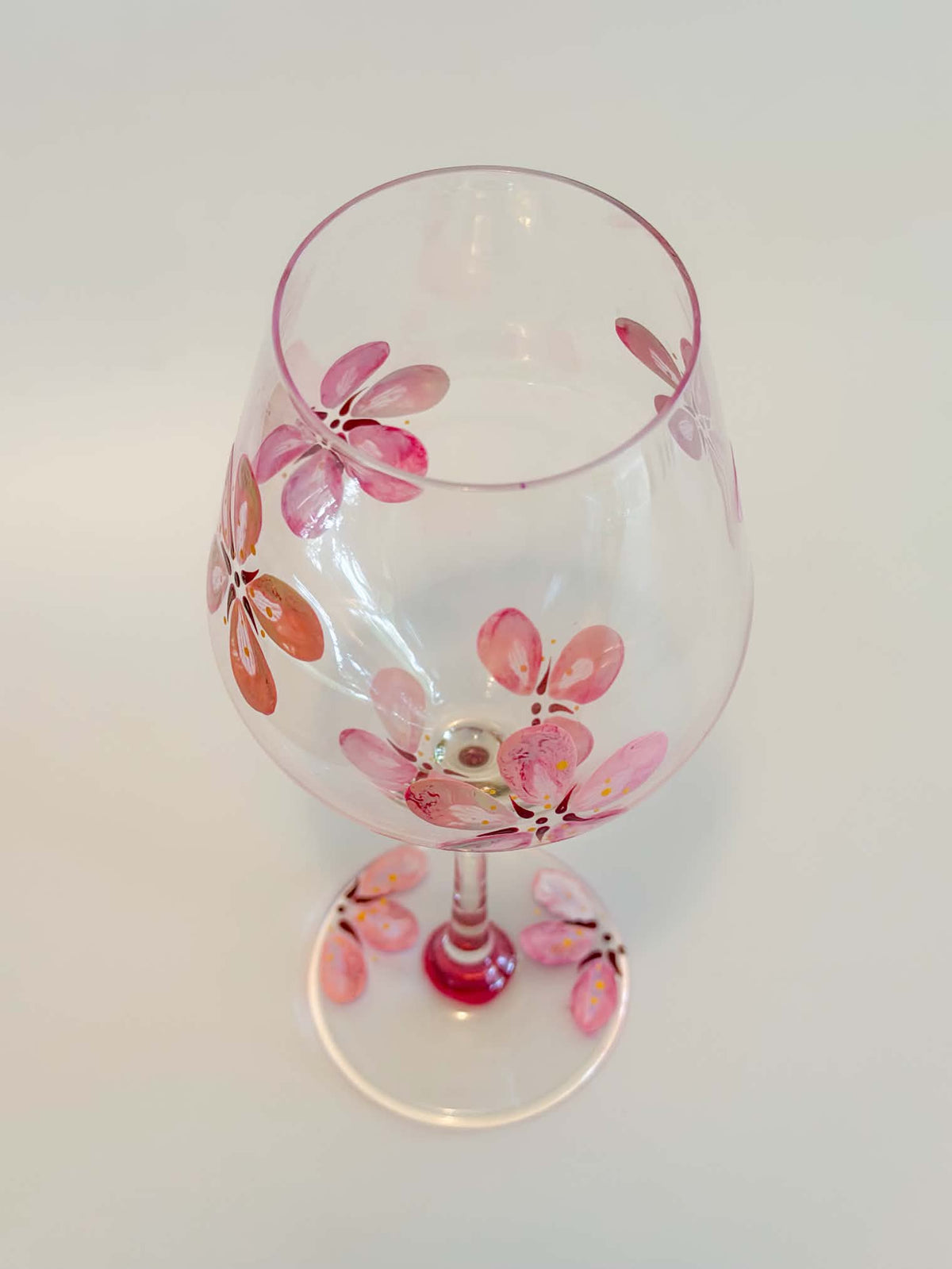 Hand-painted Wine Glass - Cherry Blossom