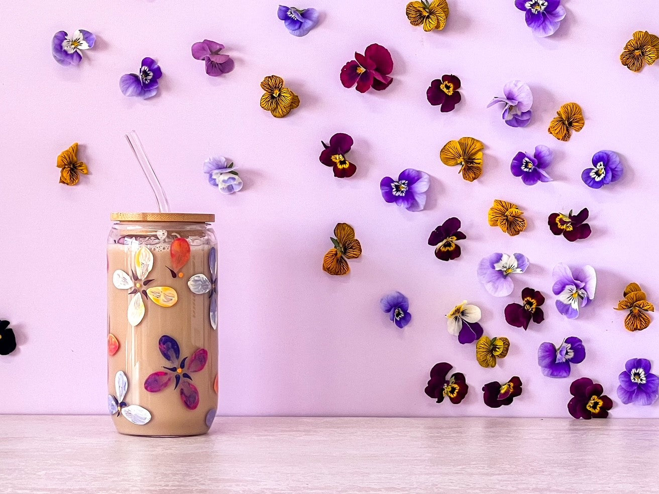 Hand-painted Coffee Can Glass | Viola