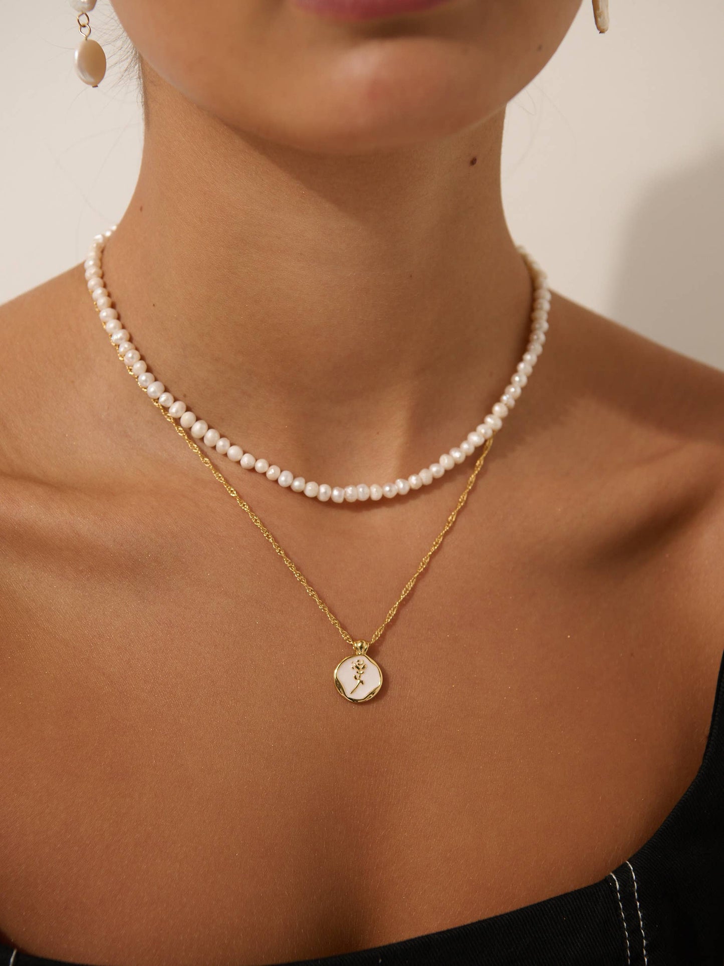 Rose Enamelled 18K Gold Plated Necklace