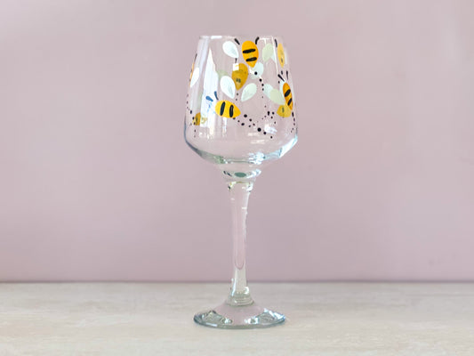 Hand-painted Wine Glass | Bee 🐝