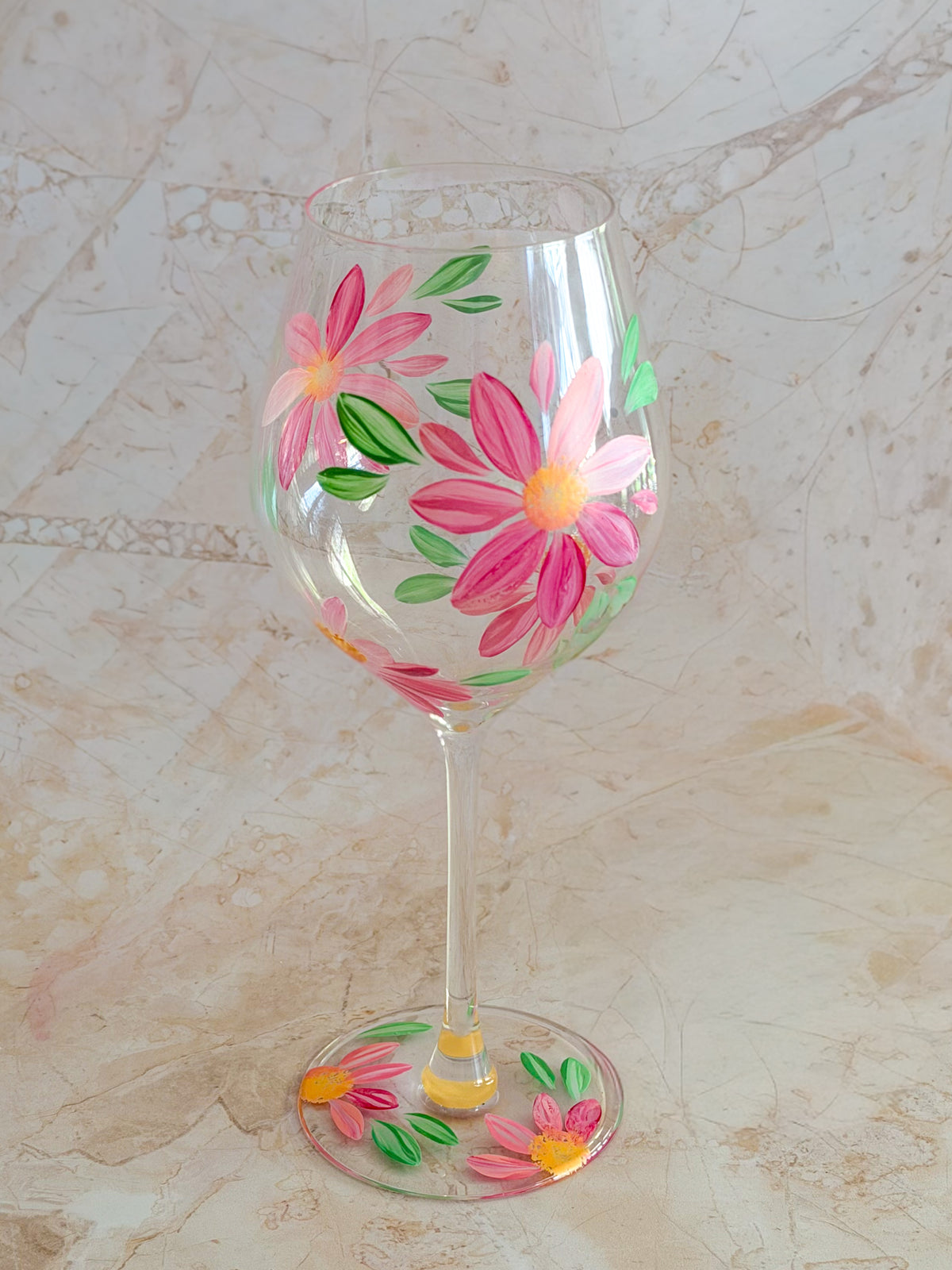 Hand-painted Wine Glass - Spring Blossom
