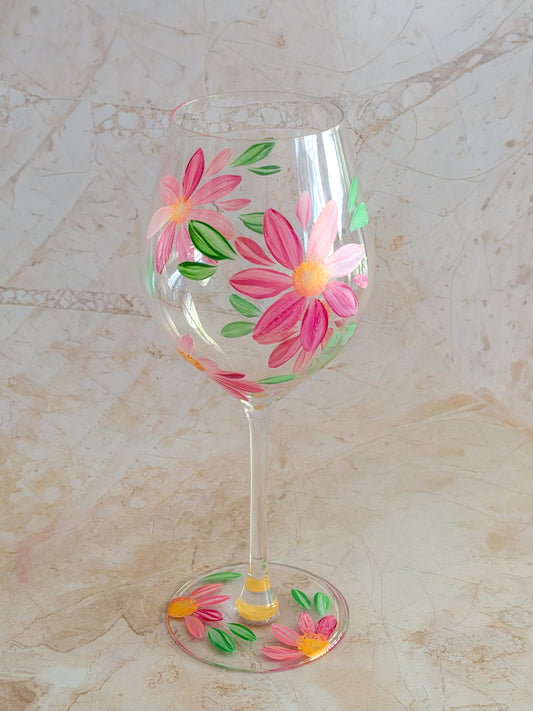 Hand-painted Wine Glass - Spring Blossom