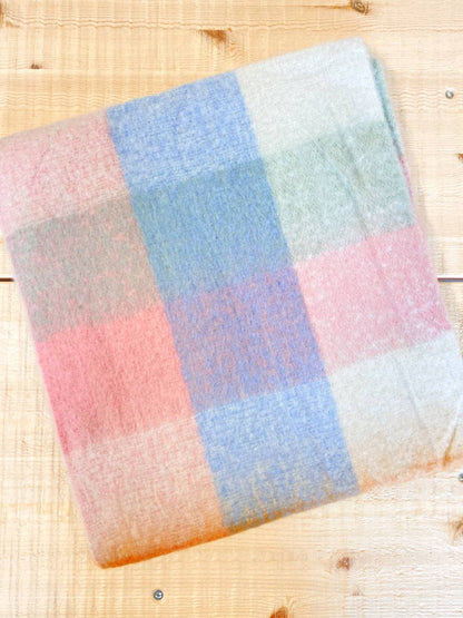 Pastel Fluffy Checkered Scarf