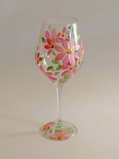 Hand-painted Wine Glass - Spring Blossom
