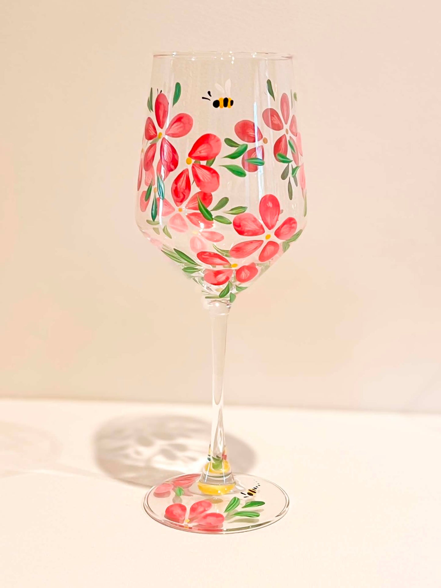 Hand-painted Wine Glass - Elsie Meadow