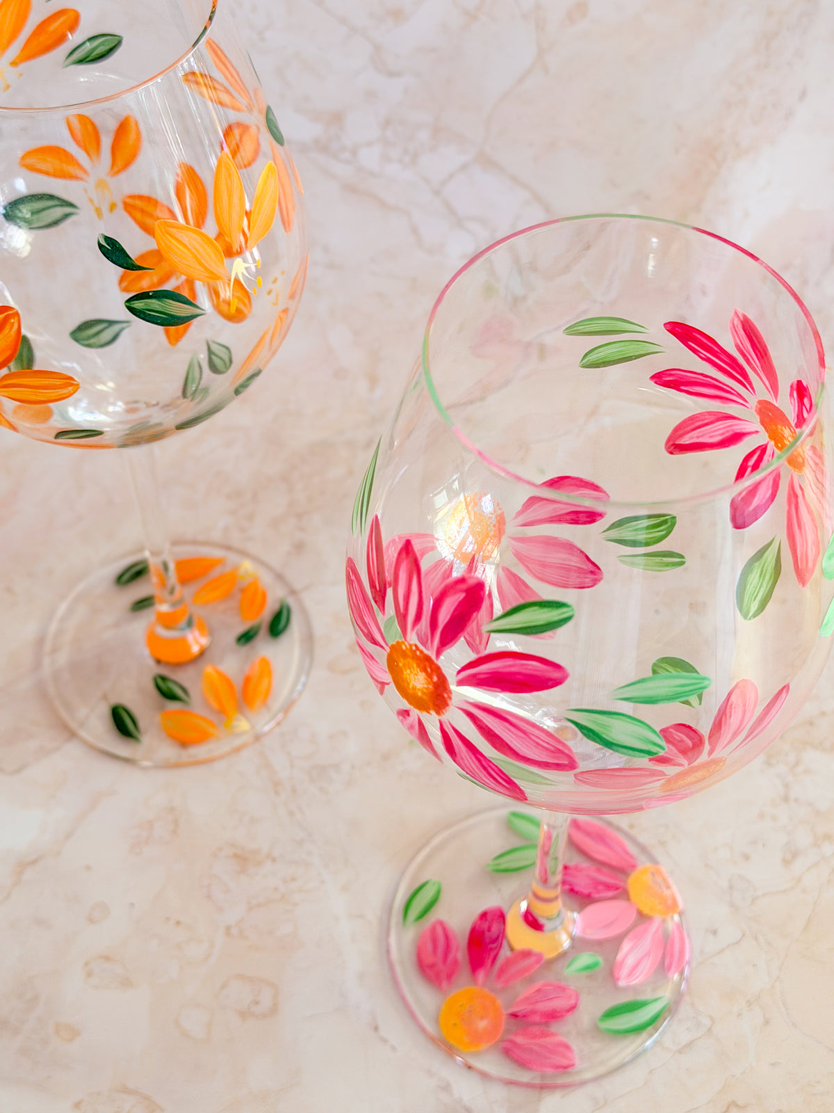 Hand-painted Wine Glass - Spring Blossom