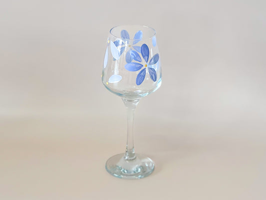 Hand-painted Wine Glass | Periwinkle Daisy