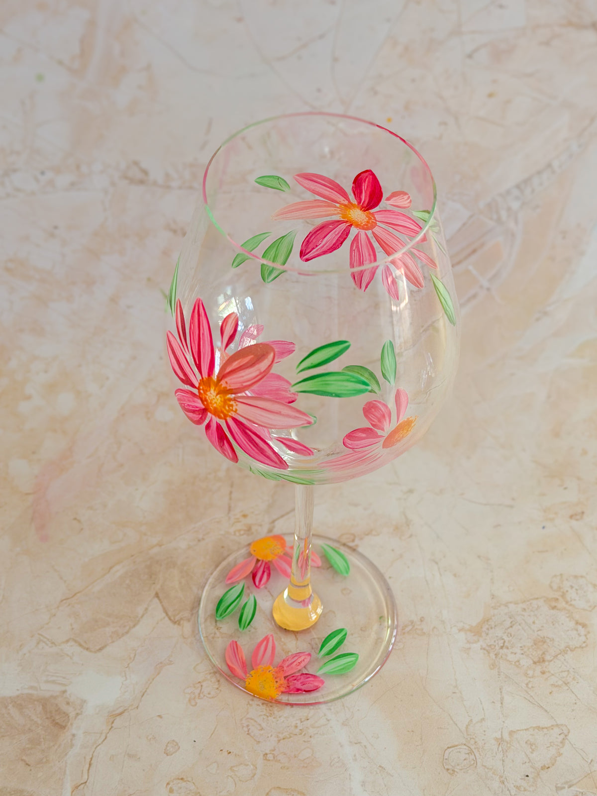 Hand-painted Wine Glass - Spring Blossom