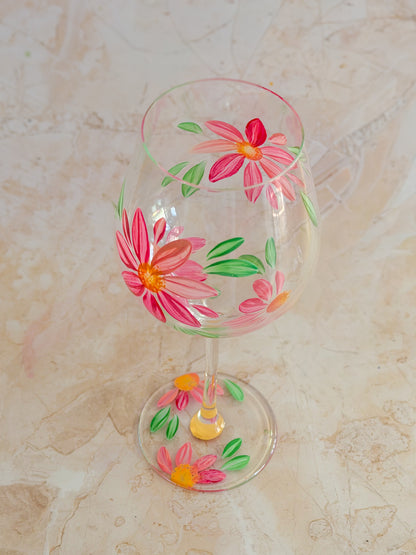 Hand-painted Wine Glass - Spring Blossom