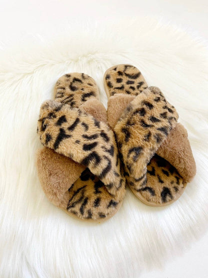 Skylar Fluffy Slippers - Leopard Multi