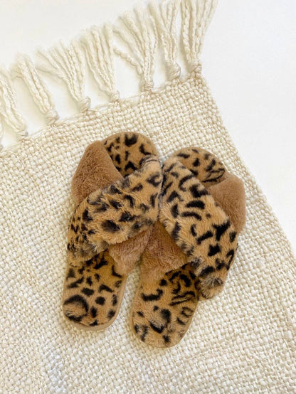 Skylar Fluffy Slippers - Leopard Multi