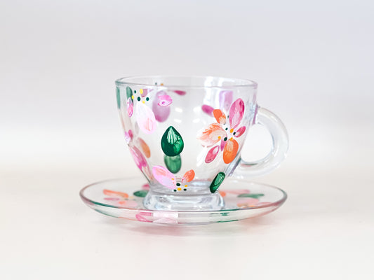 Hand-painted Teacup + Saucer | Poppies