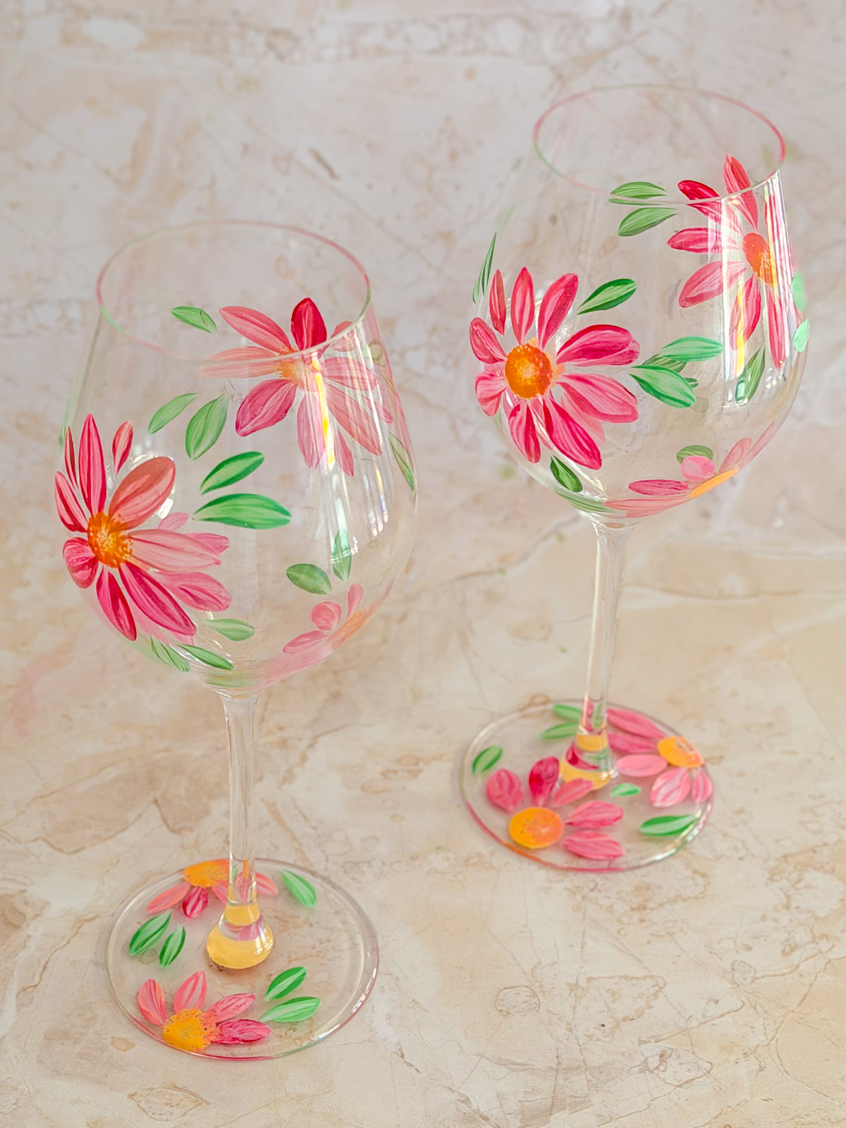 Hand-painted Wine Glass - Spring Blossom