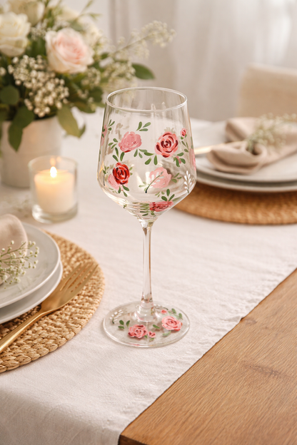 Hand-painted Wine Glass - Rosie