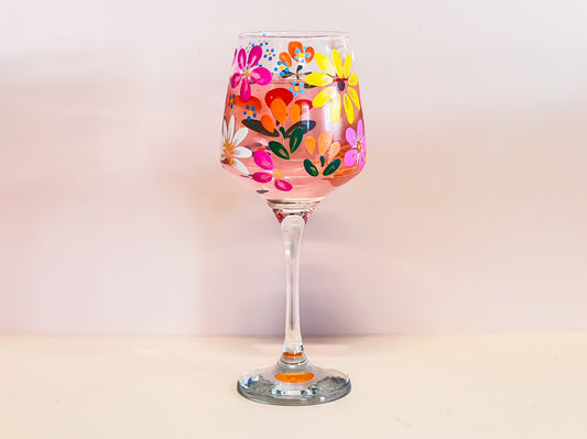 Hand-painted Wine Glass - Summer