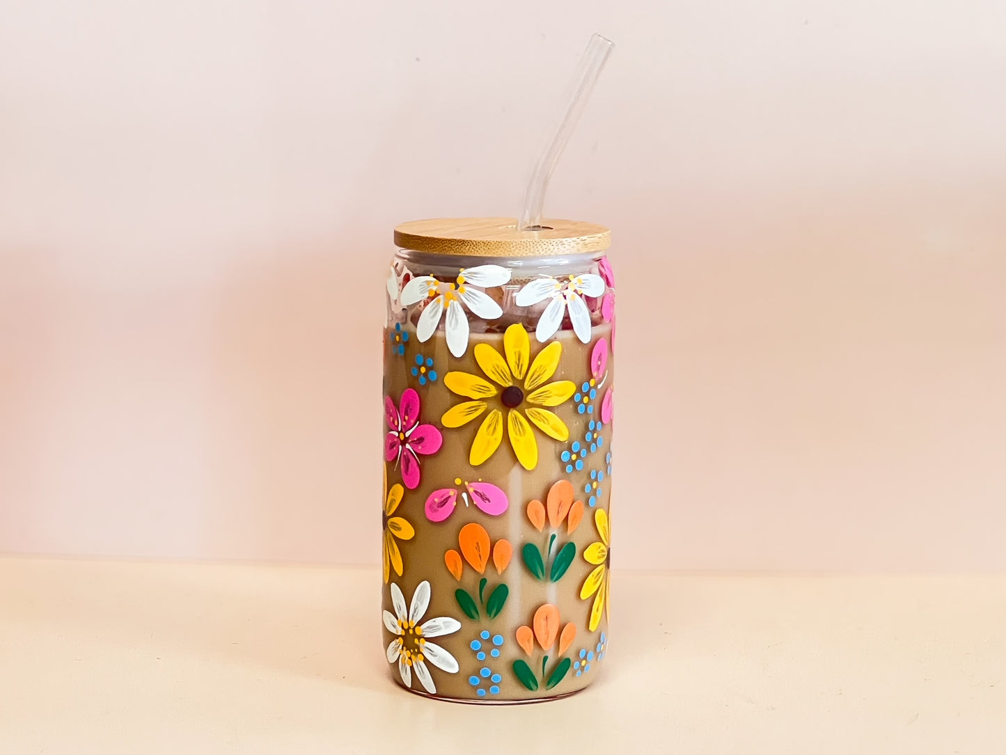 Hand-painted Coffee Can Glass | Summer