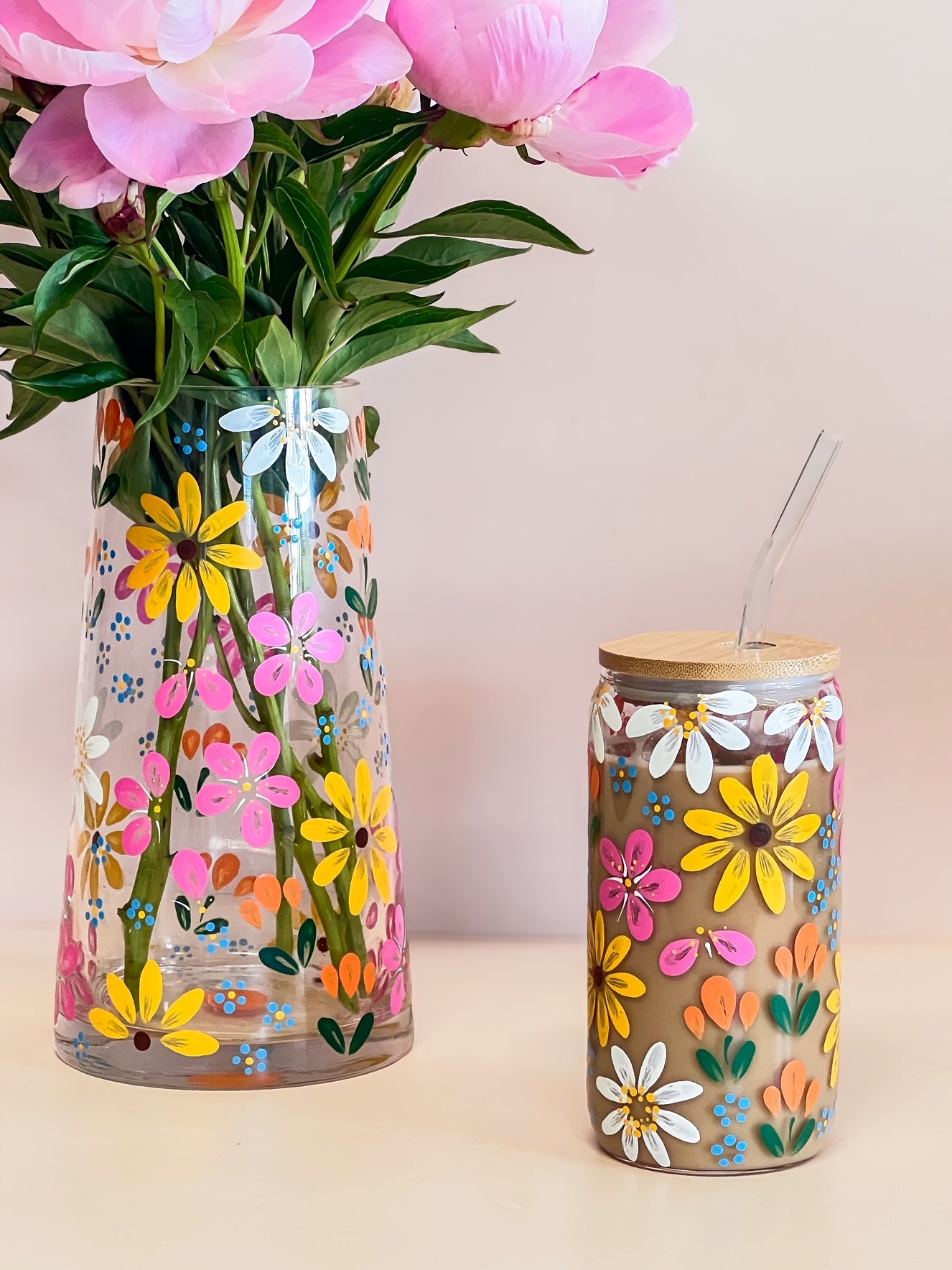 Hand-painted Coffee Can Glass | Summer