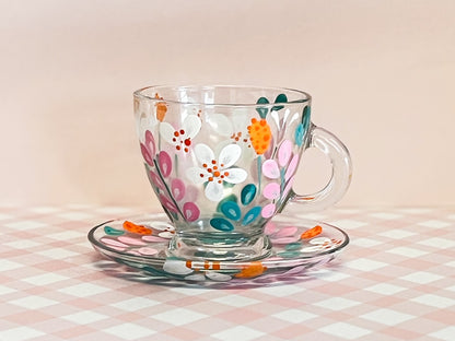 Hand-painted Teacup + Saucer | Ariel (Frosted)