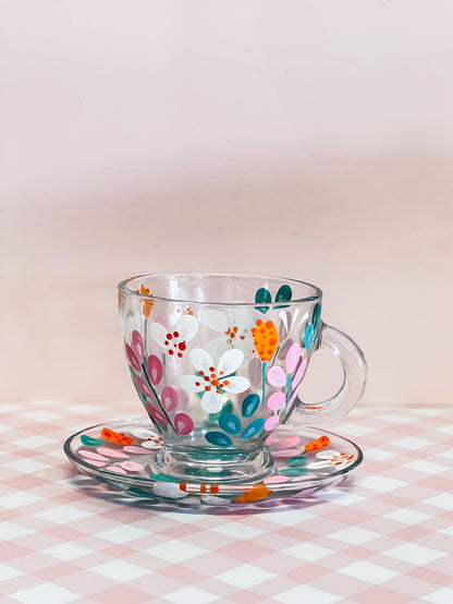 Hand-painted Teacup + Saucer | Ariel (Frosted)