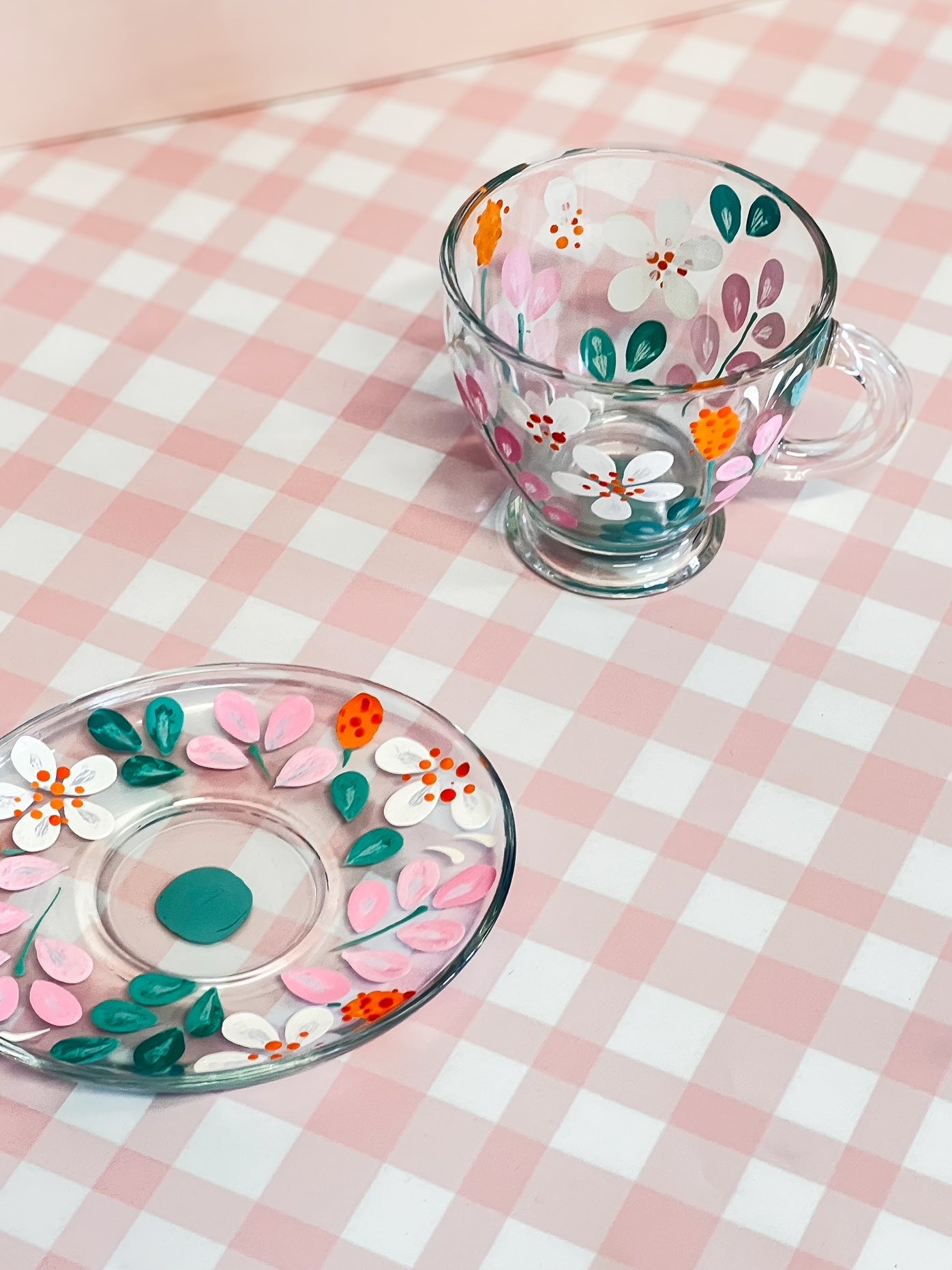 Hand-painted Teacup + Saucer | Ariel (Frosted)