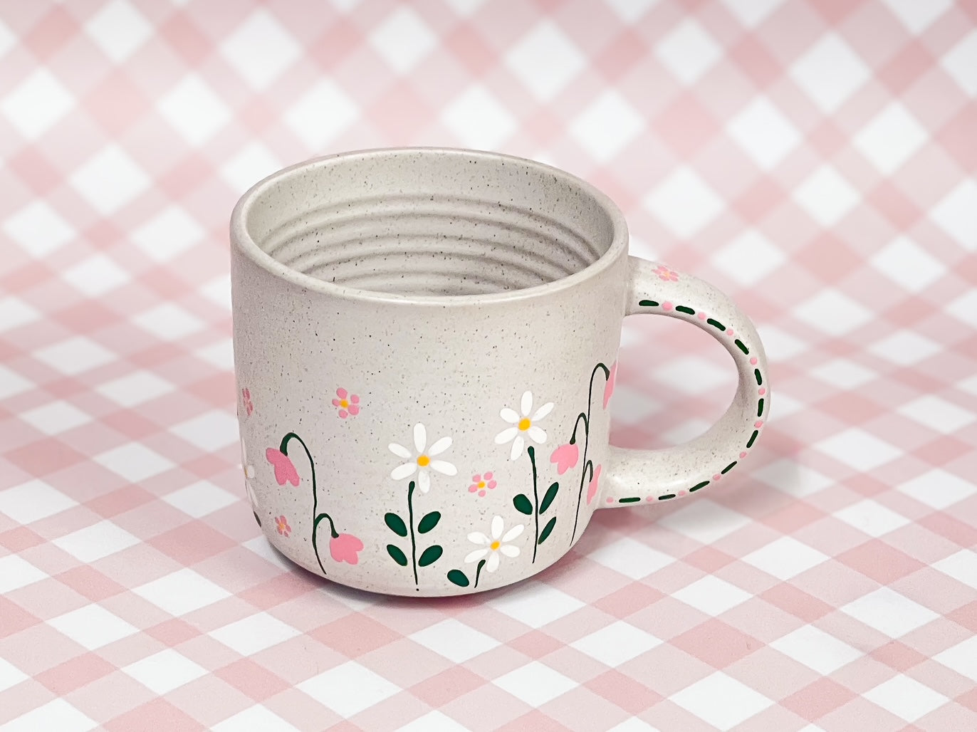 Hand-Painted Stoneware Mug - Sweet Daisy