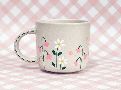 Hand-Painted Stoneware Mug - Sweet Daisy