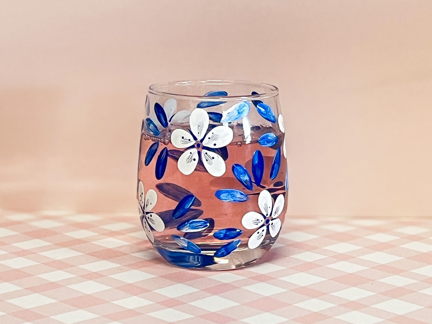 Hand-painted Stemless Glass | China Blue