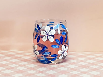 Hand-painted Stemless Glass | China Blue