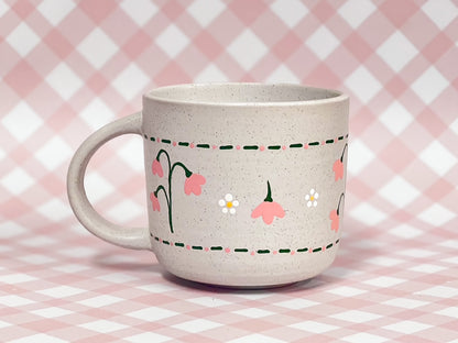 Hand-Painted Stoneware Mug - Sweet Pea Stitch