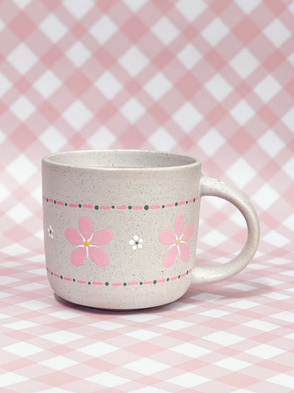 Hand-Painted Stoneware Mug - The Cherry Blossom Stitch