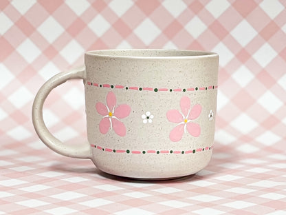 Hand-Painted Stoneware Mug - The Cherry Blossom Stitch