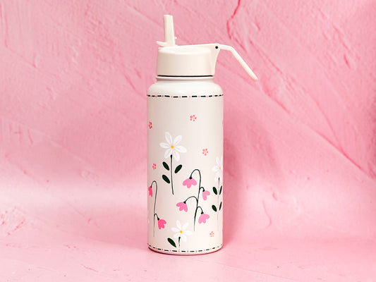 Hand-painted Drink Bottle | Sweet Pea Daisy