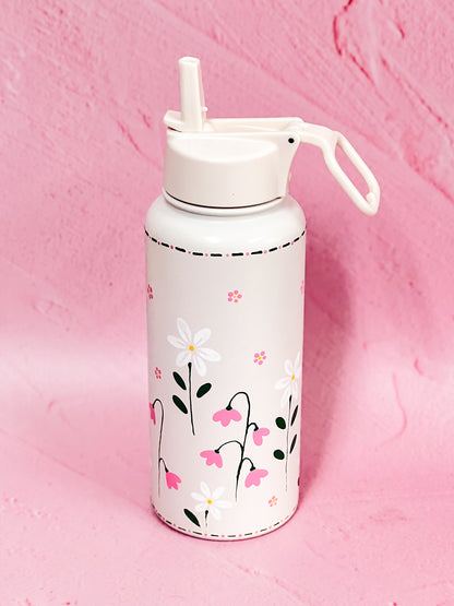 Hand-painted Drink Bottle | Sweet Pea Daisy