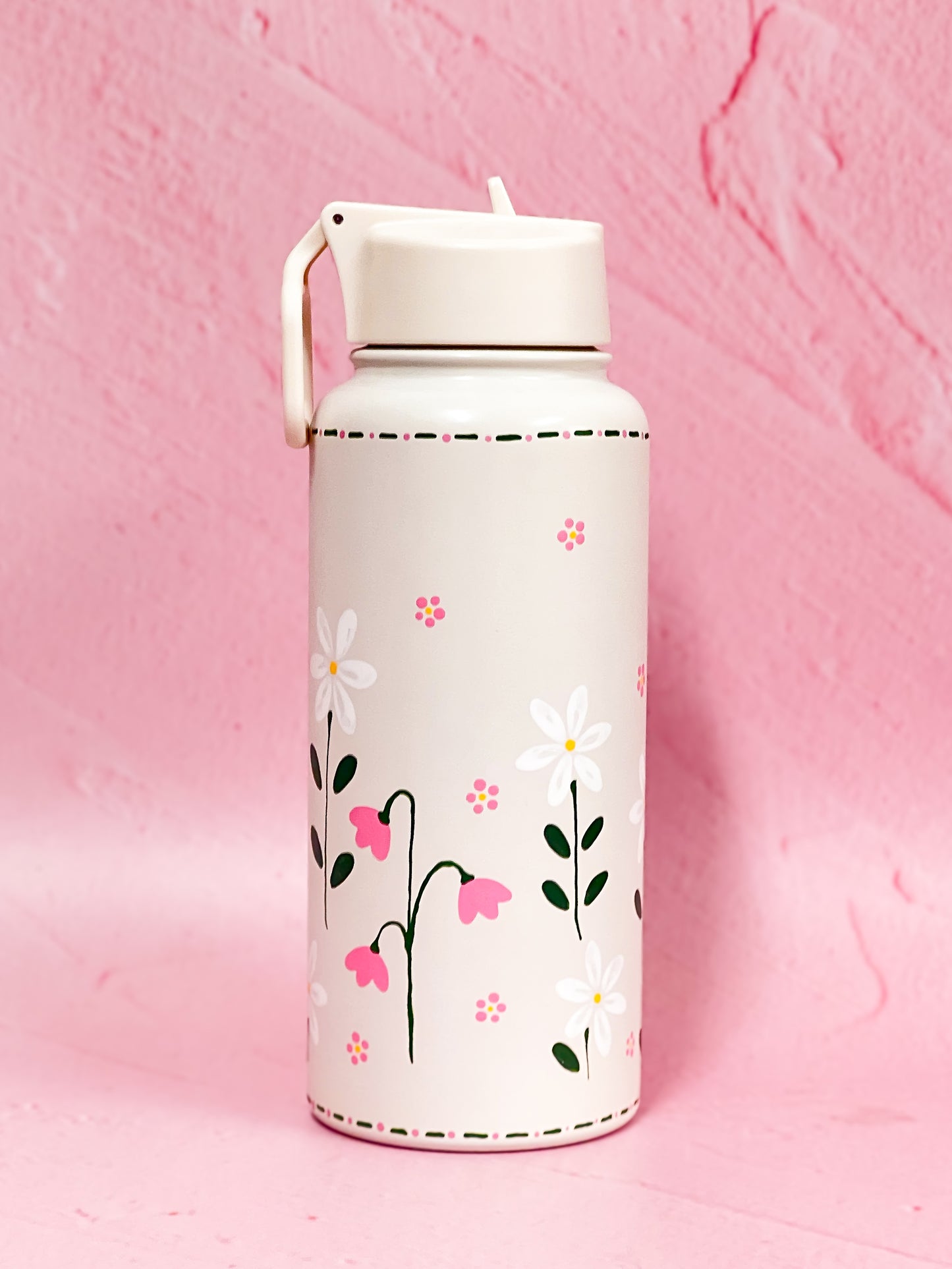 Hand-painted Drink Bottle | Sweet Pea Daisy