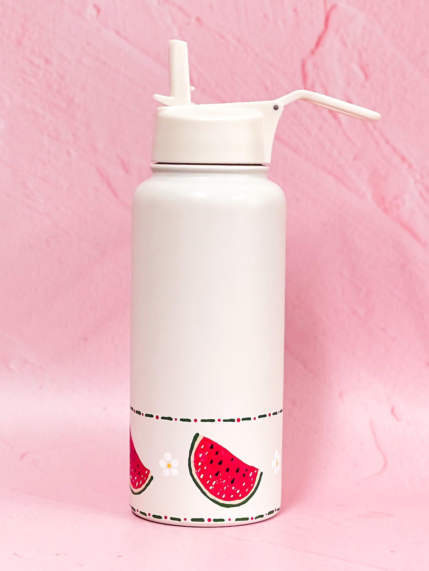 Hand-painted Drink Bottle | Watermelon Stitch (Personalise Me!)