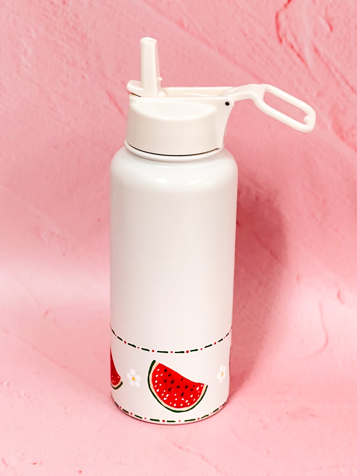 Hand-painted Drink Bottle | Watermelon Stitch (Personalise Me!)