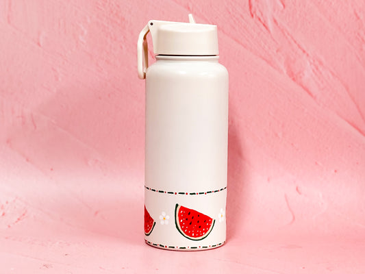 Hand-painted Drink Bottle | Watermelon Stitch (Personalise Me!)