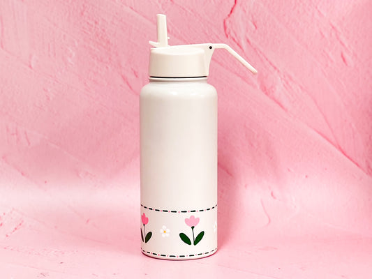 Hand-painted Drink Bottle | Tulip Stitch (Personalise Me!)