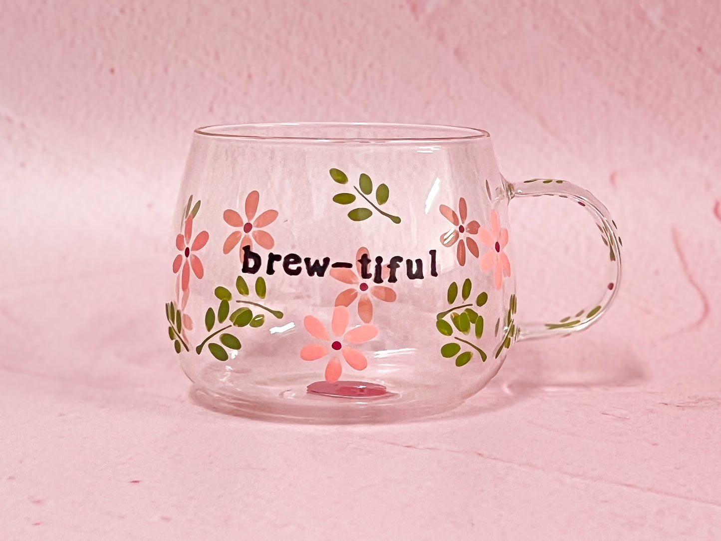 Hand-painted Hug Mug - "Brew-tiful" Florals