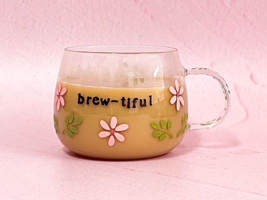 Hand-painted Hug Mug - "Brew-tiful" Florals